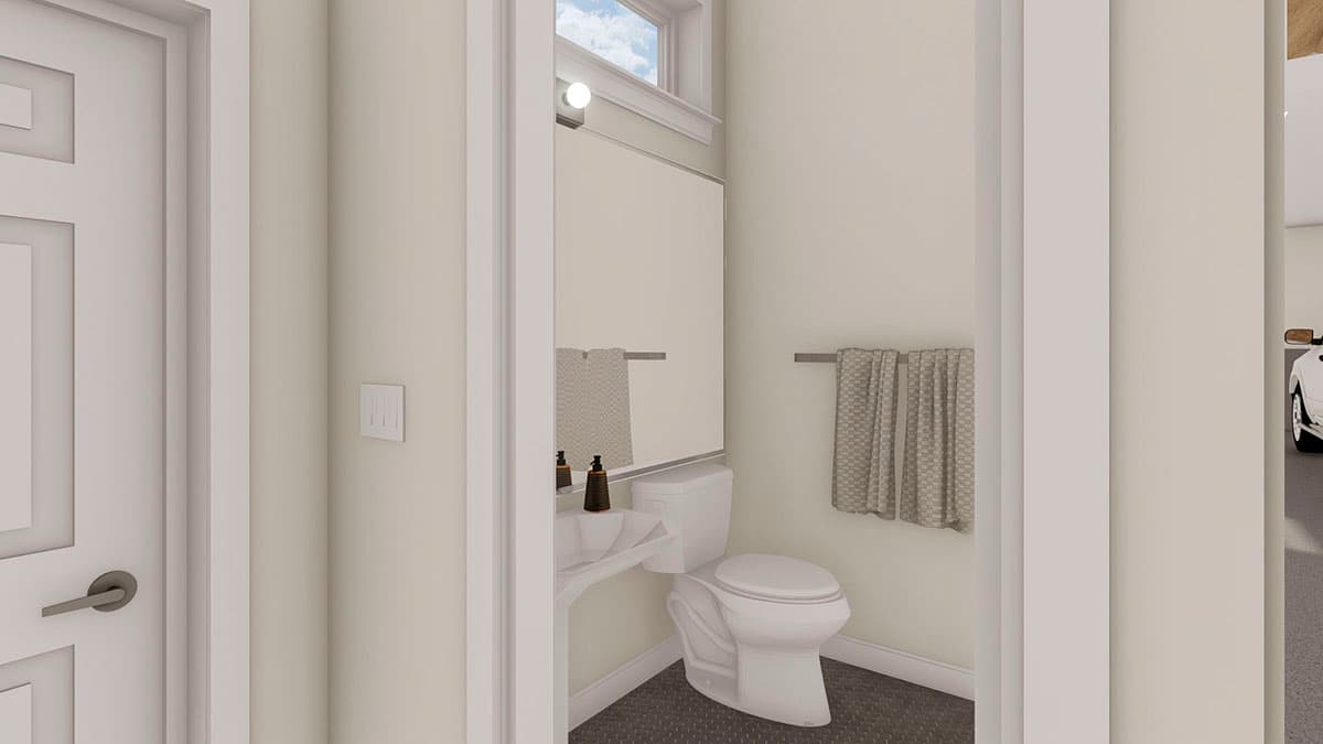 Plan 61285UT: 48-foot Deep 2-car Garage with Bathroom - Image #7 - Traditional