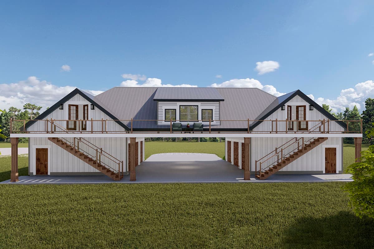 Plan 61288UT: 6-Car Garage with Bonus Space Bridging Matching 3-Car Components Together - Image #4 - Country, Craftsman, New American