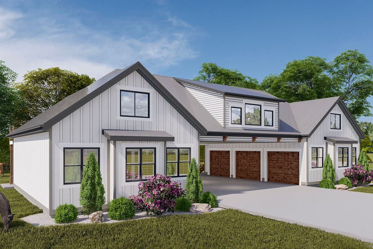 Plan 61288UT: 6-Car Garage with Bonus Space Bridging Matching 3-Car Components Together - Image #5 - Country, Craftsman, New American