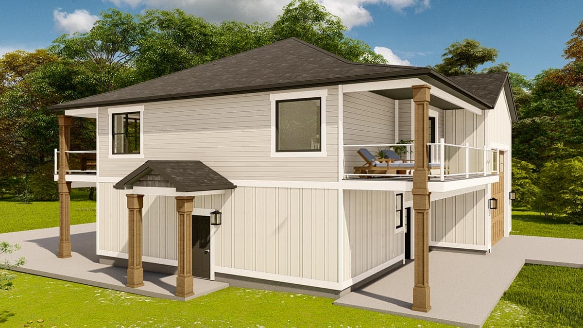 Plan 61289UT: New American RV Garage Apartment with Upstairs Deck - Image #4 - Carriage, Mountain, New American