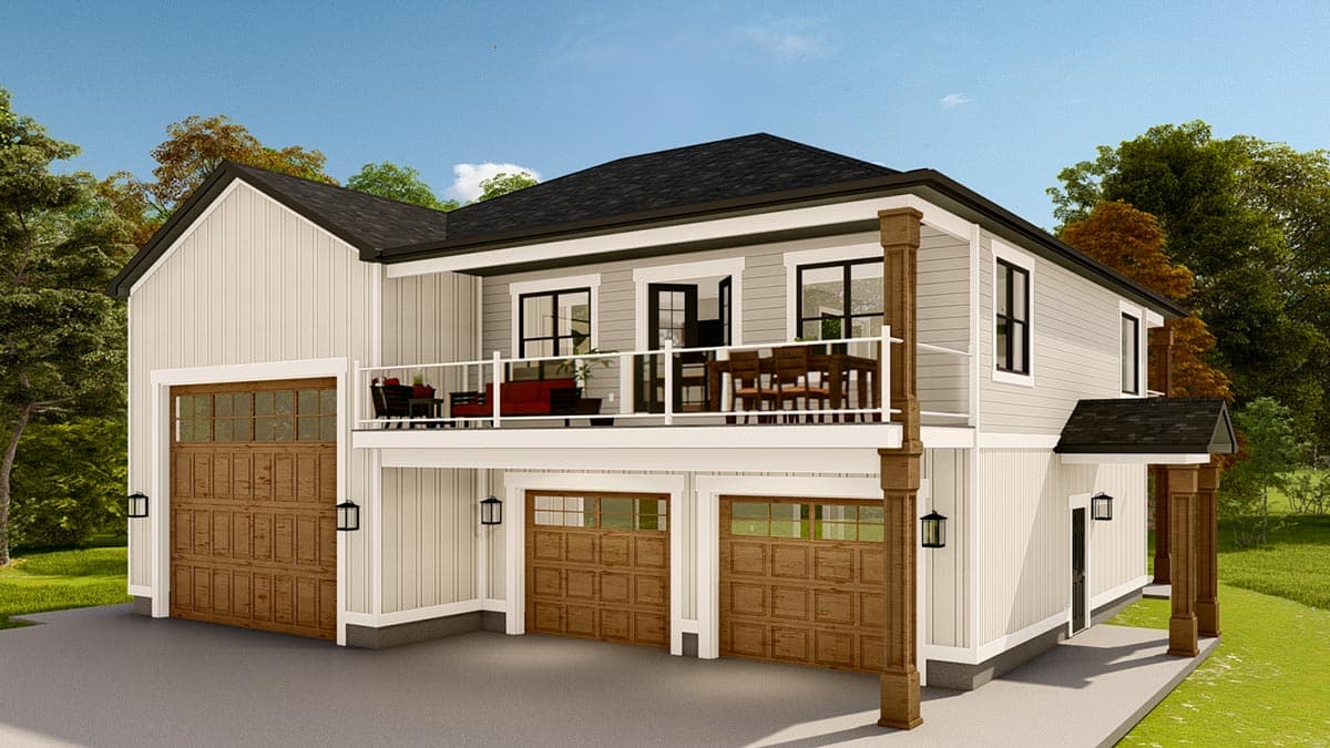 Plan 61289UT: New American RV Garage Apartment with Upstairs Deck - Image #5 - Carriage, Mountain, New American