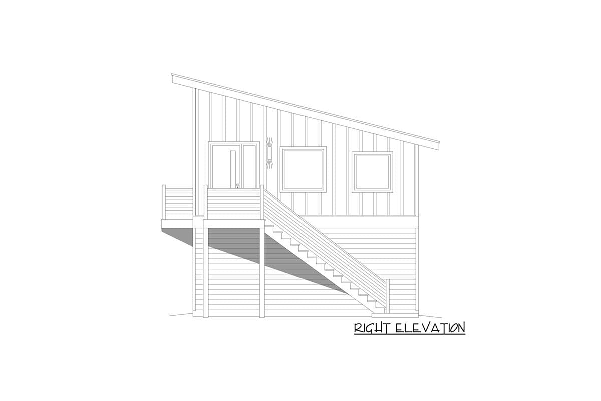 Plan 68968VR: Versatile Modern ADU House Plan with External Stairs - Image #5 - Carriage, Contemporary, Modern