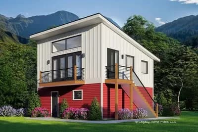 Versatile Modern ADU House Plan with External Stairs