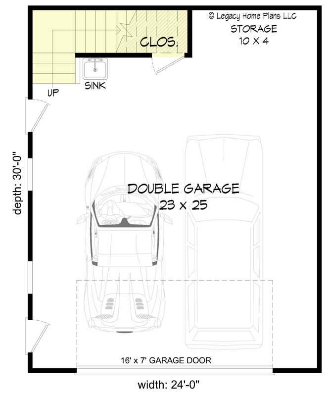 Plan 68969VR: Rustic Garage with Game Room Above - Floor Plan - Garage Level - Country, Rustic, Traditional