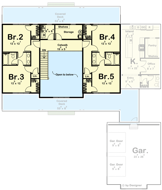 Plan 623096DJ: Modern Farmhouse Plan with Dogtrot and 5 Bedrooms - Floor Plan - 2nd Floor - Country, Farmhouse, Modern Farmhouse, New American