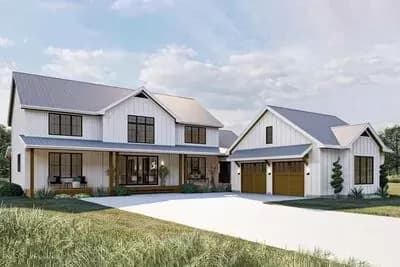 Modern Farmhouse Plan with Dogtrot and 5 Bedrooms