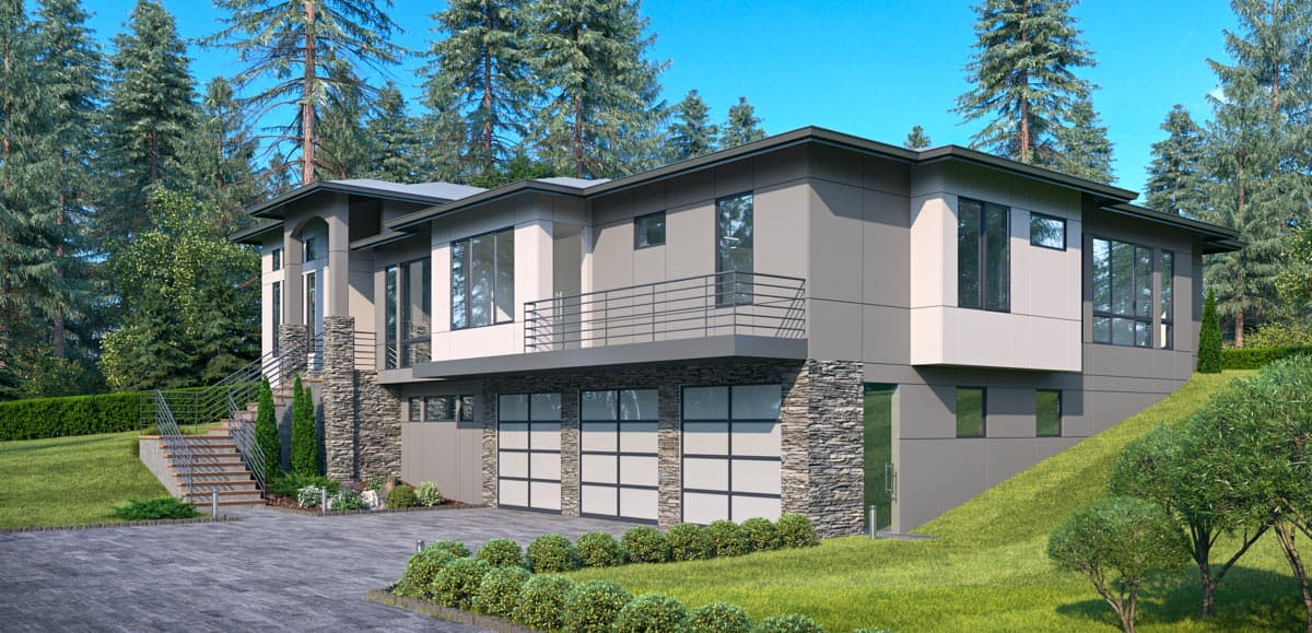 Plan 666161RAF: 4-Bed Contemporary House Plan for Forward-sloping Lot - Image #4 - Contemporary, Northwest