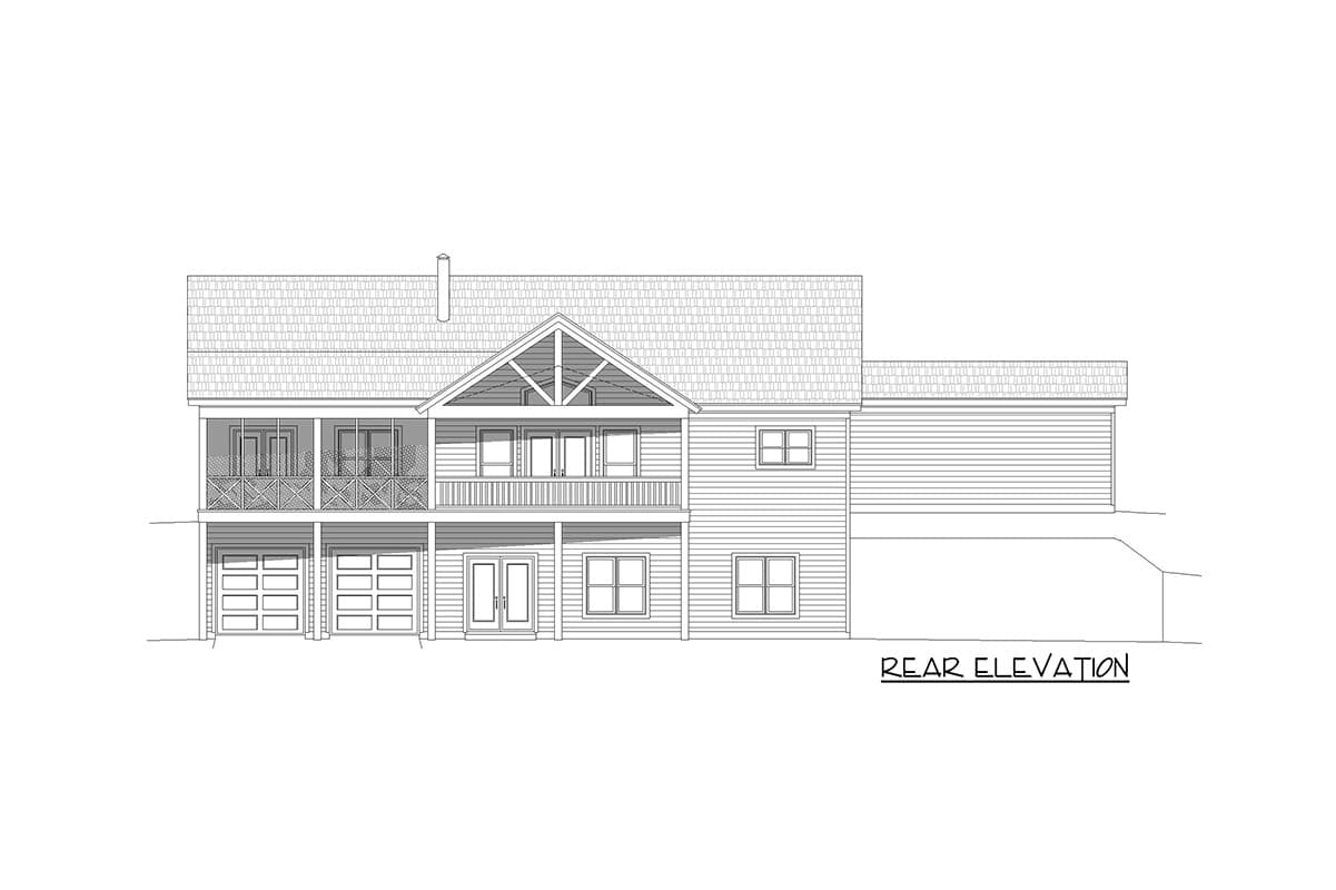 Plan 68971VR: Sloping Lot Lake Home Plan with 2-car Attached a 2-car Drive-under Garages - Image #4 - Country, Mountain, Ranch