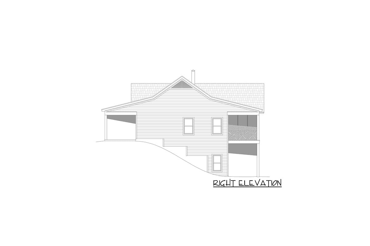 Plan 68971VR: Sloping Lot Lake Home Plan with 2-car Attached a 2-car Drive-under Garages - Image #5 - Country, Mountain, Ranch