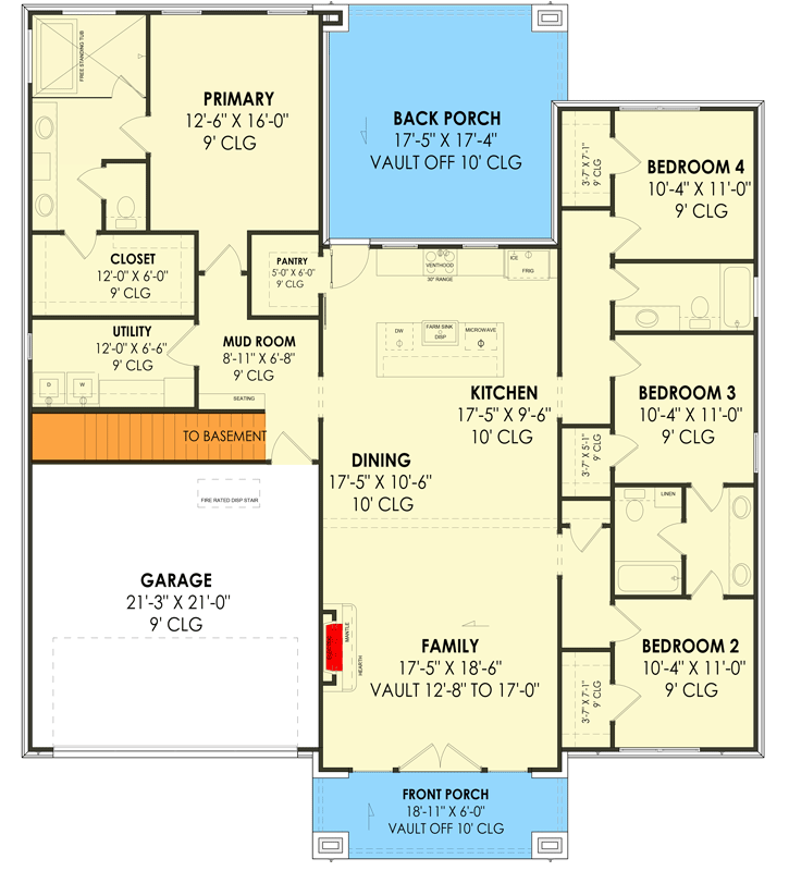 Plan 818003JSS: Modern Ranch House Plan with Vaulted Family Room - Floor Plan - Optional - Contemporary, Hill Country, Modern, Northwest, Ranch