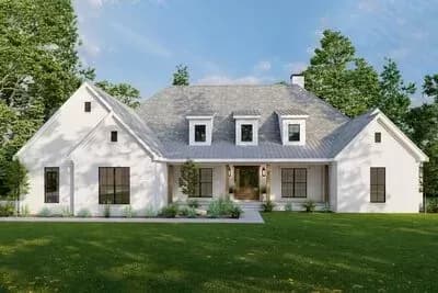 4-Bed Modern Farmhouse Plan with Split-bedroom Layout