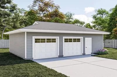 24-foot Deep 2-car Garage Plan