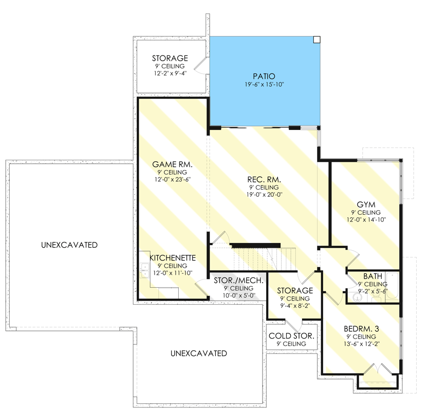 Plan 490027NAH: Modern Home Plan with Home Office and 2-story Great Room - Floor Plan - Optionally Finished Walkout Basement - Contemporary, Mid Century Modern, Modern, Prairie