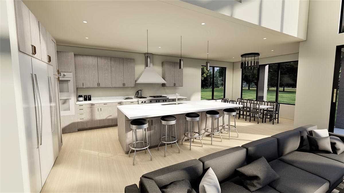 Plan 490027NAH: Modern Home Plan with Home Office and 2-story Great Room - Image #8 - Contemporary, Mid Century Modern, Modern, Prairie