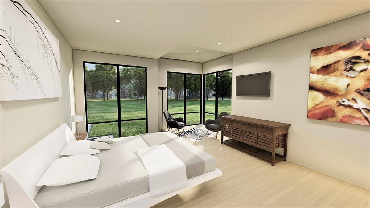 Plan 490027NAH: Modern Home Plan with Home Office and 2-story Great Room - Image #9 - Contemporary, Mid Century Modern, Modern, Prairie