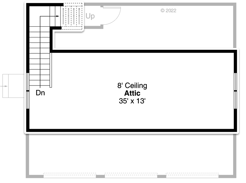 Plan 72340DA: Barn-like 3-Car 1560 Square Foot Garage Plan with Plentiful Storage Above - Floor Plan - 2nd Floor
