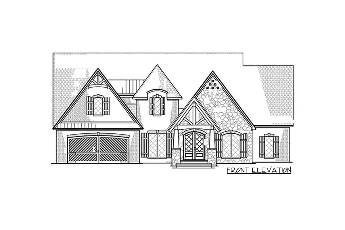Plan 70764SND: Modern European 4-Bed House Plan with Home Office and Upstairs Bonus Expansion - Image #4 - European, French Country, Southern
