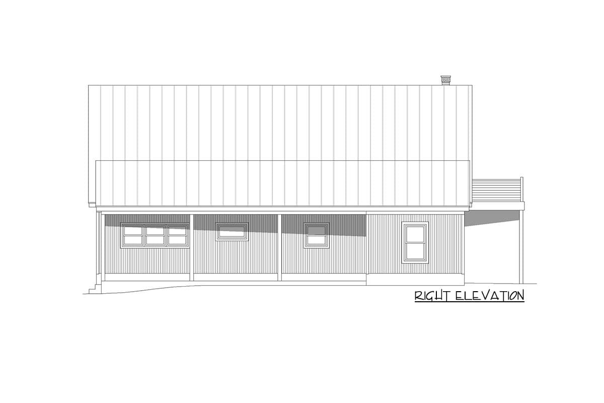 Plan 68976VR: 1-Bedroom Home Plan with Upstairs Balcony and Long Side Porch - 2139 Sq Ft - Image #5 - Country, Mountain, Rustic