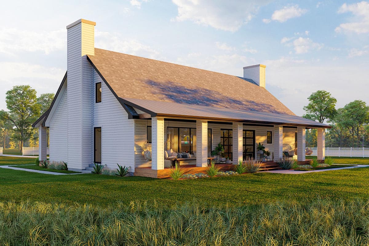 Plan 623103DJ: Country Home Plan with Central Dogtrot Accessible by Garage Doors - Image #4 - Cabin, Country, Farmhouse, Rustic, Southern