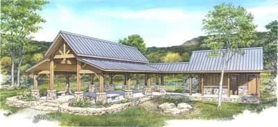 Rustic Poolhouse or Outdoor Kitchen Pavilion