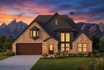 Contemporary European Home Plan with Laundry Room Access from Primary Bathroom