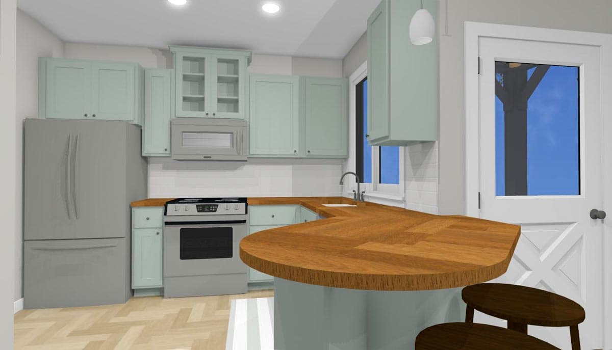 Plan 430819SNG: 900 Square Foot Farmhouse with Optional 2-car Garage - Image #7 - Cottage, Country, Farmhouse, Vacation