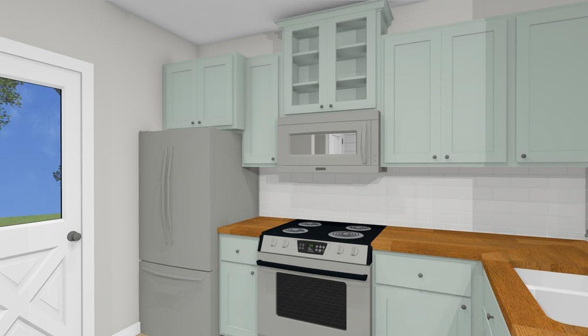 Plan 430819SNG: 900 Square Foot Farmhouse with Optional 2-car Garage - Image #8 - Cottage, Country, Farmhouse, Vacation