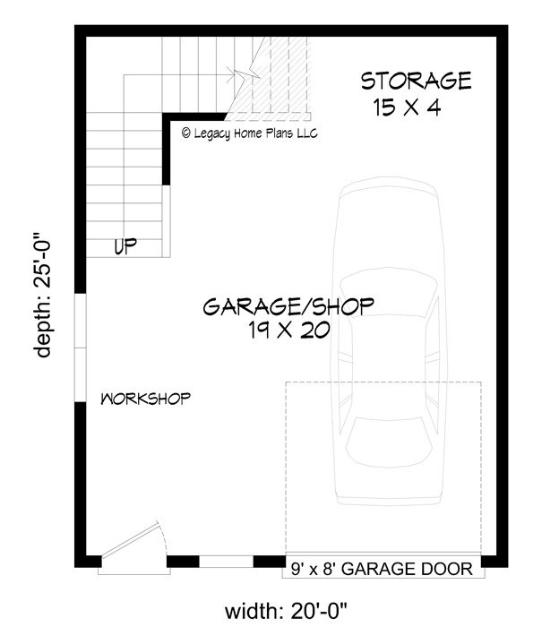 Plan 68978VR: Traditional Detached Garage with Balcony - Floor Plan - Main Level - Contemporary, Traditional