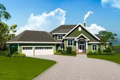 3-Bed New American Home Plan with Basement Built for Entertaining