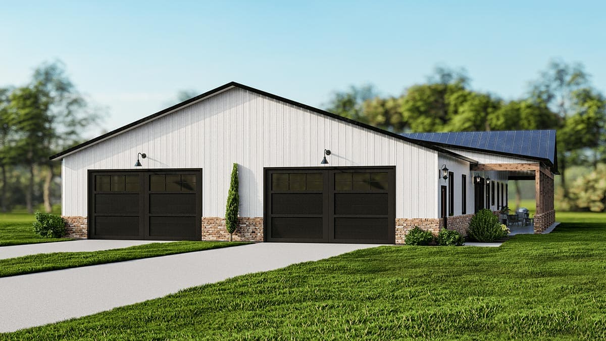 Plan 400008FTY: Exclusive One Story Barndominium-style House Plan with 5 Beds - 3517 Sq Ft - Image #4 - Mountain, Ranch, Rustic