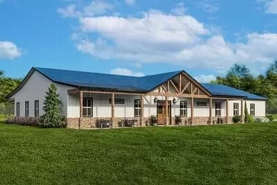 Exclusive One Story Barndominium-style House Plan with 5 Beds - 3517 Sq Ft