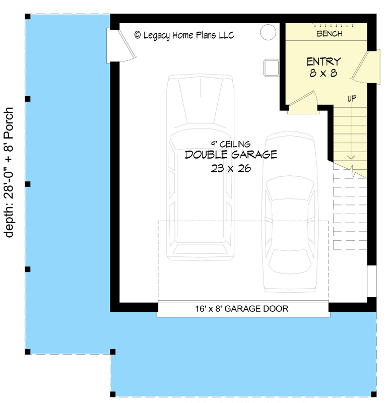 Plan 68980VR: Elevated Coastal Garage Apartment - Floor Plan - Main Level - Beach, Carriage, Coastal, Coastal Contemporary, Cottage, Low Country, Southern