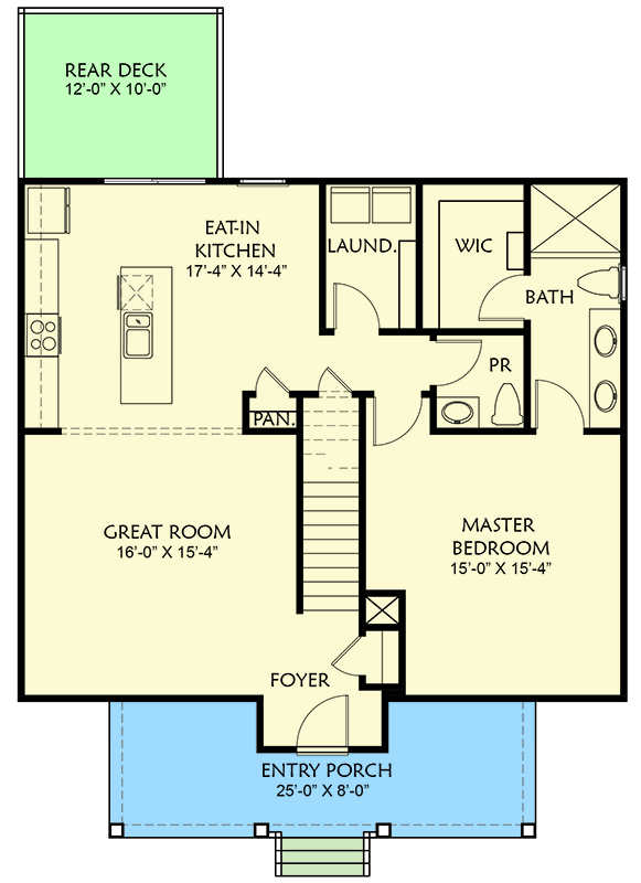 Plan 500081VV: Exclusive 3-Bed Cottage with Optional Lower Level - Floor Plan - Main Level - Cape Cod, Cottage, Country, Traditional