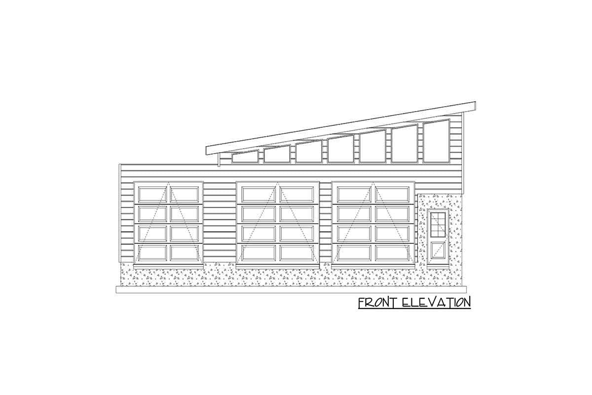 Plan 61291UT: 3-car Mid-century Modern Garage with Clerestory Windows - Image #7