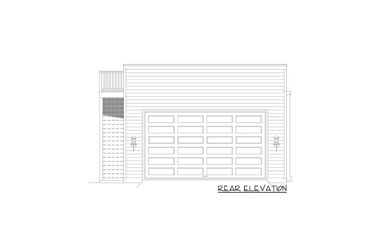 Plan 68982VR: Contemporary RV Garage with Rooftop Deck - Image #4 - Contemporary