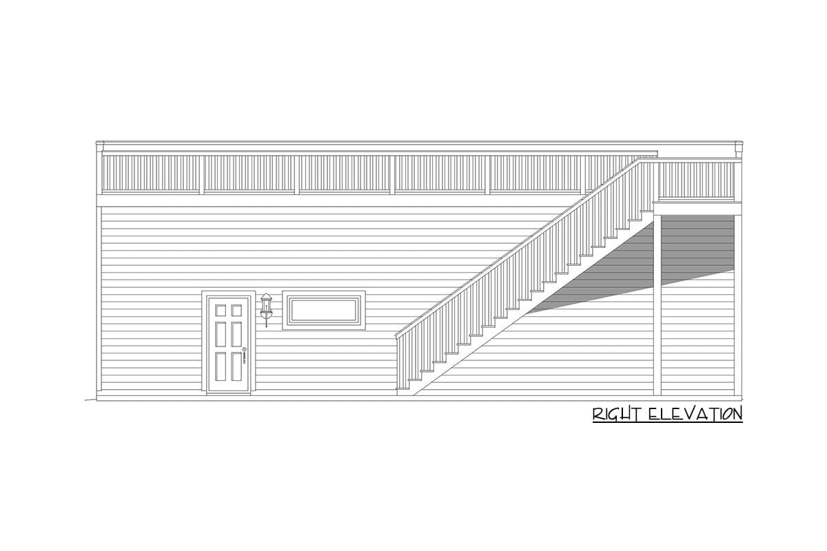 Plan 68982VR: Contemporary RV Garage with Rooftop Deck - Image #5 - Contemporary