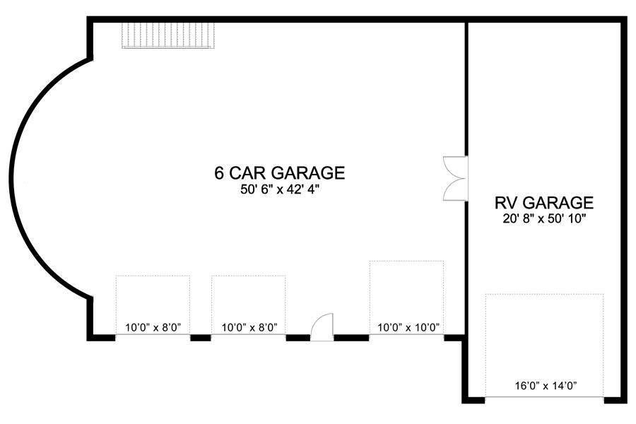 Plan 61295UT: Car Enthusiast's Garage Plan with RV and Car Parking - Floor Plan - Main Level - Carriage, Country, New American, Traditional