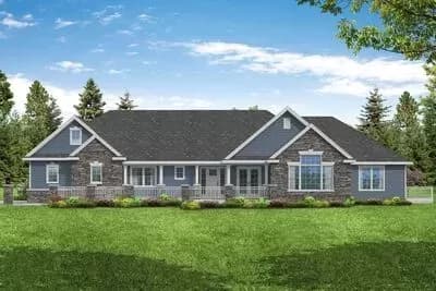 Split Bedroom Country Ranch Home Plan with Private Master Deck