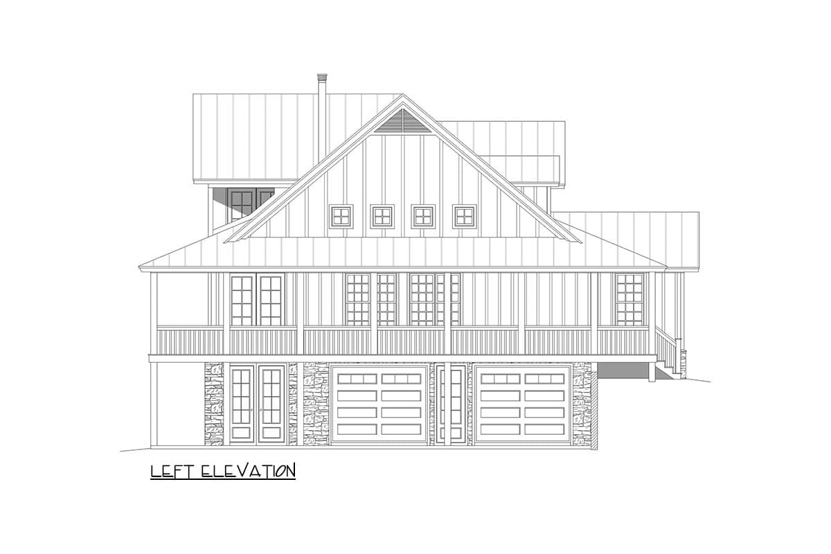 Plan 68984VR: Country Farmhouse with Wraparound Porch and Drive-under Parking - Image #7 - Country, Farmhouse, Rustic