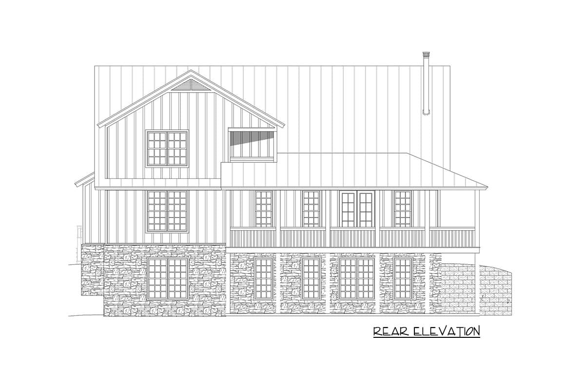 Plan 68984VR: Country Farmhouse with Wraparound Porch and Drive-under Parking - Image #8 - Country, Farmhouse, Rustic