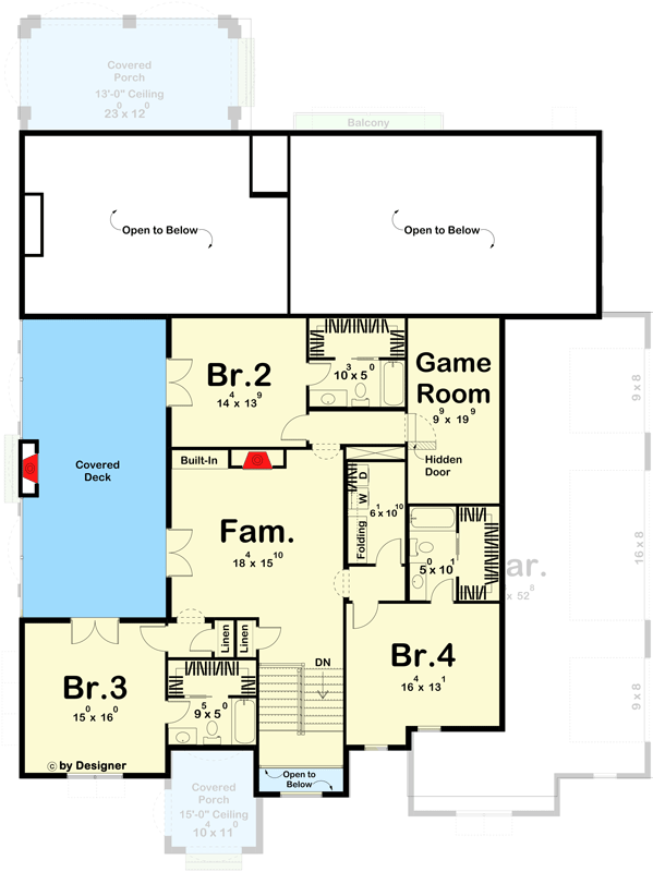 Plan 623104DJ: Modern Mediterranean-style House Plan with Pickleball-Friendly Sports Court - Floor Plan - 2nd Floor - Coastal, Contemporary, European, Mediterranean, Transitional, Tuscan
