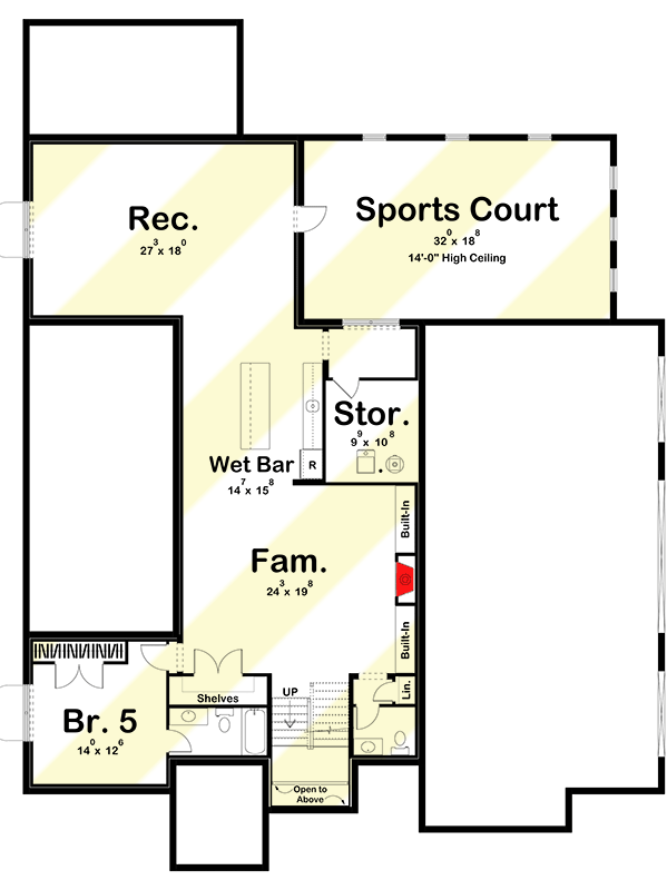 Plan 623104DJ: Modern Mediterranean-style House Plan with Pickleball-Friendly Sports Court - Floor Plan - Optional Lower Level (+$250) - Coastal, Contemporary, European, Mediterranean, Transitional, Tuscan