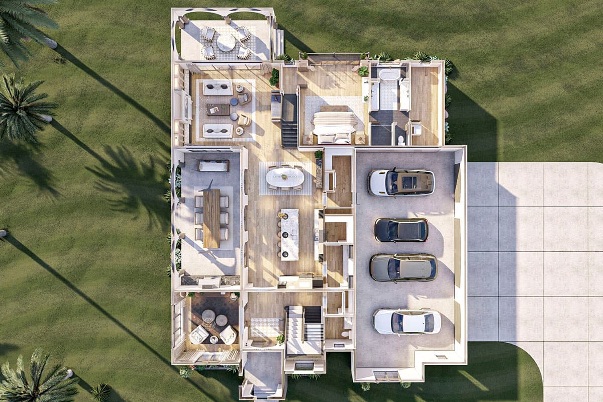 Plan 623104DJ: Modern Mediterranean-style House Plan with Pickleball-Friendly Sports Court - Image #21 - Coastal, Contemporary, European, Mediterranean, Transitional, Tuscan
