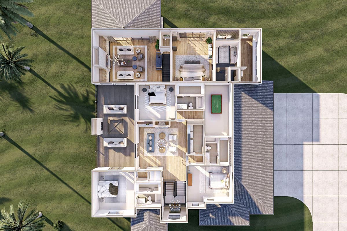 Plan 623104DJ: Modern Mediterranean-style House Plan with Pickleball-Friendly Sports Court - Image #22 - Coastal, Contemporary, European, Mediterranean, Transitional, Tuscan