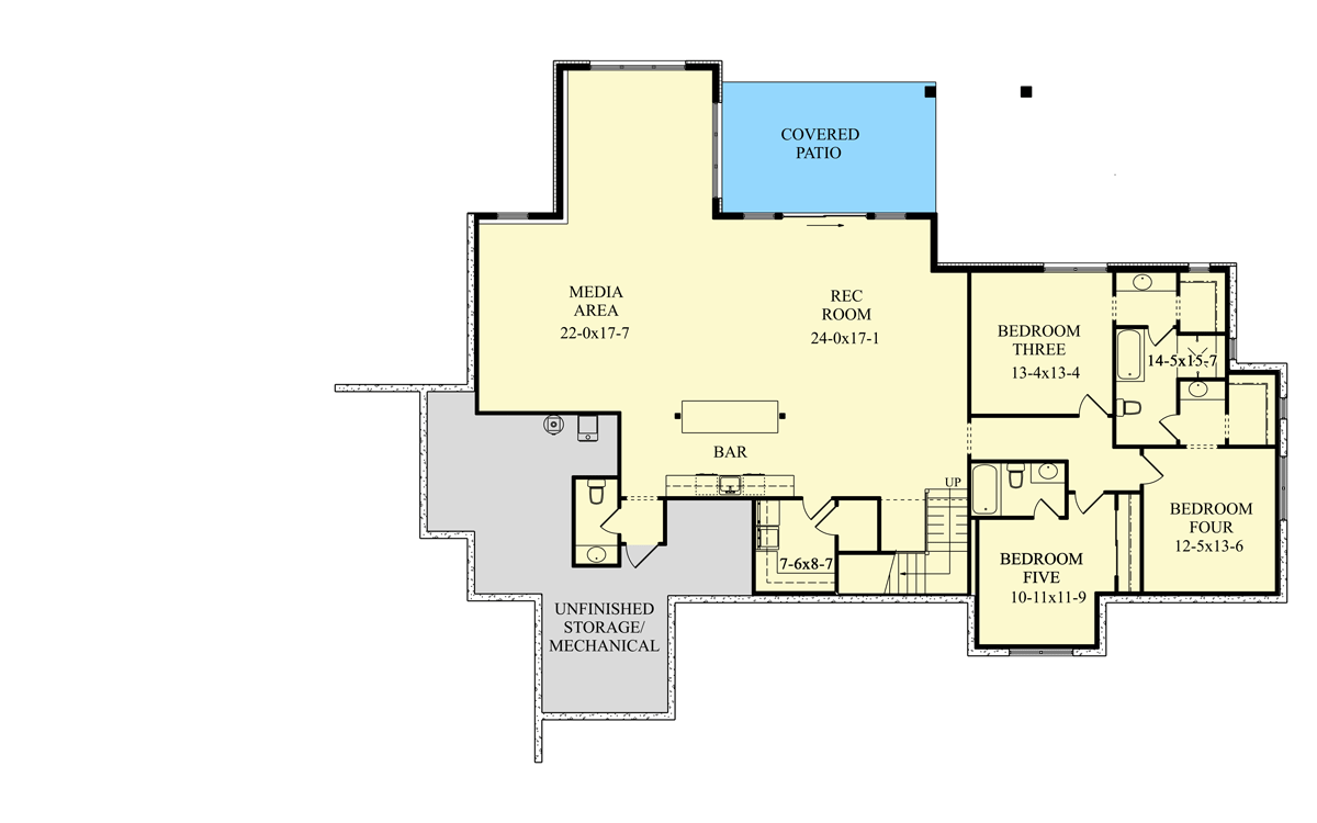 Plan 95160RW: Mountain Craftsman House Plan with Luxury Master Wing and Walkout Basement - Floor Plan - Lower Level - Craftsman, Mountain, New American, Rustic
