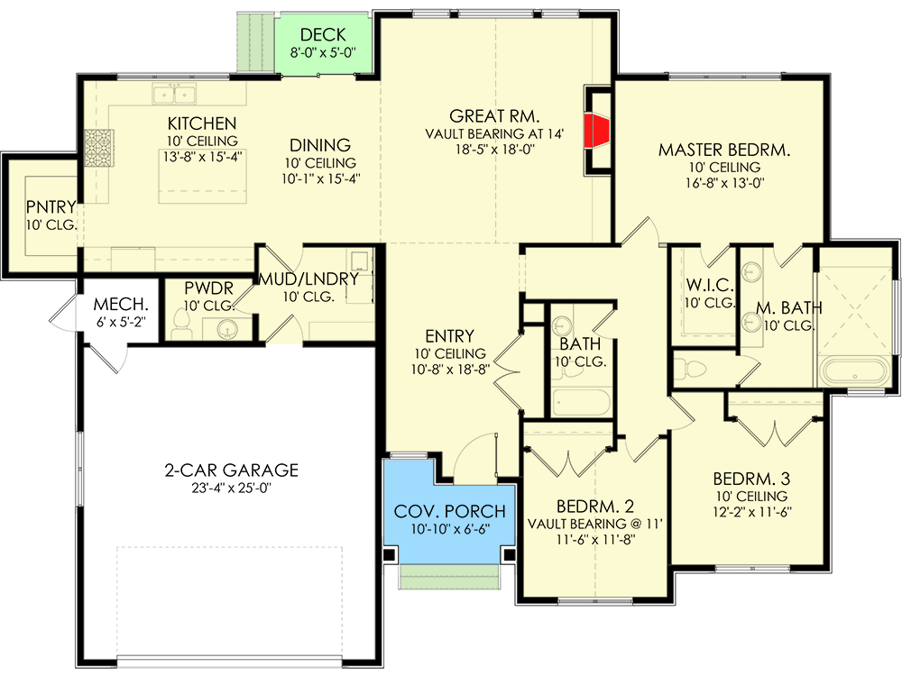 Plan 490028NAH: 3-Bed Mountain Modern House Plan with Open Concept Design - Floor Plan - Optional Slab/Crawl Main Level - Mountain, New American, Ranch, Rustic