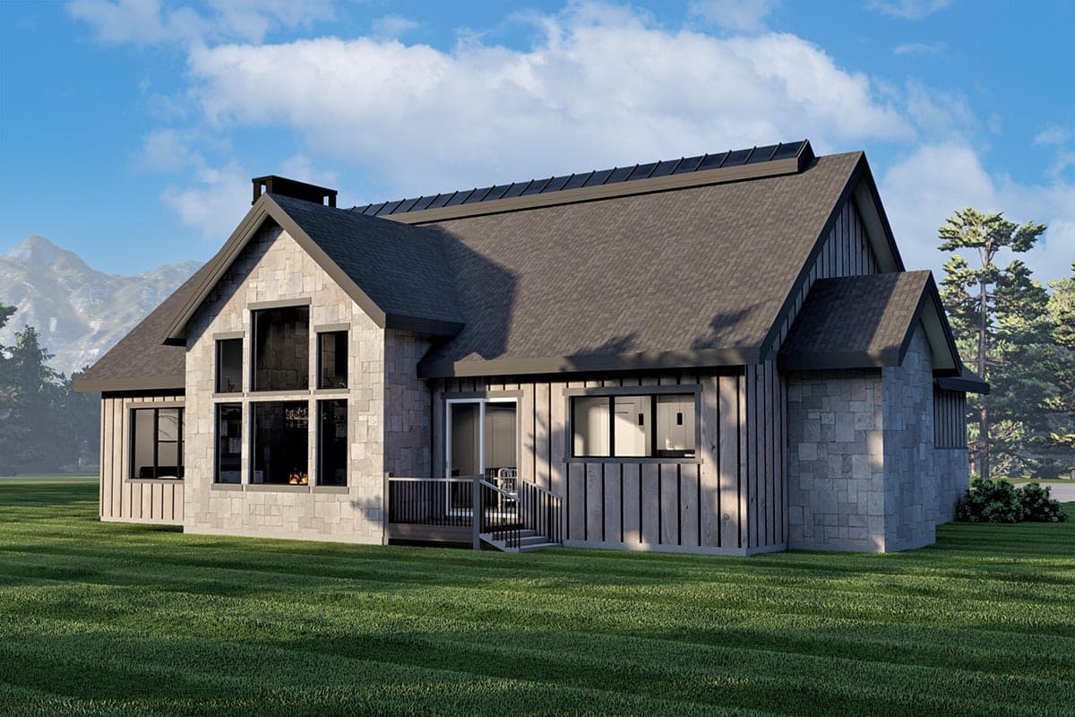 Plan 490028NAH: 3-Bed Mountain Modern House Plan with Open Concept Design - Image #4 - Mountain, New American, Ranch, Rustic