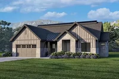 3-Bed Mountain Modern House Plan with Open Concept Design