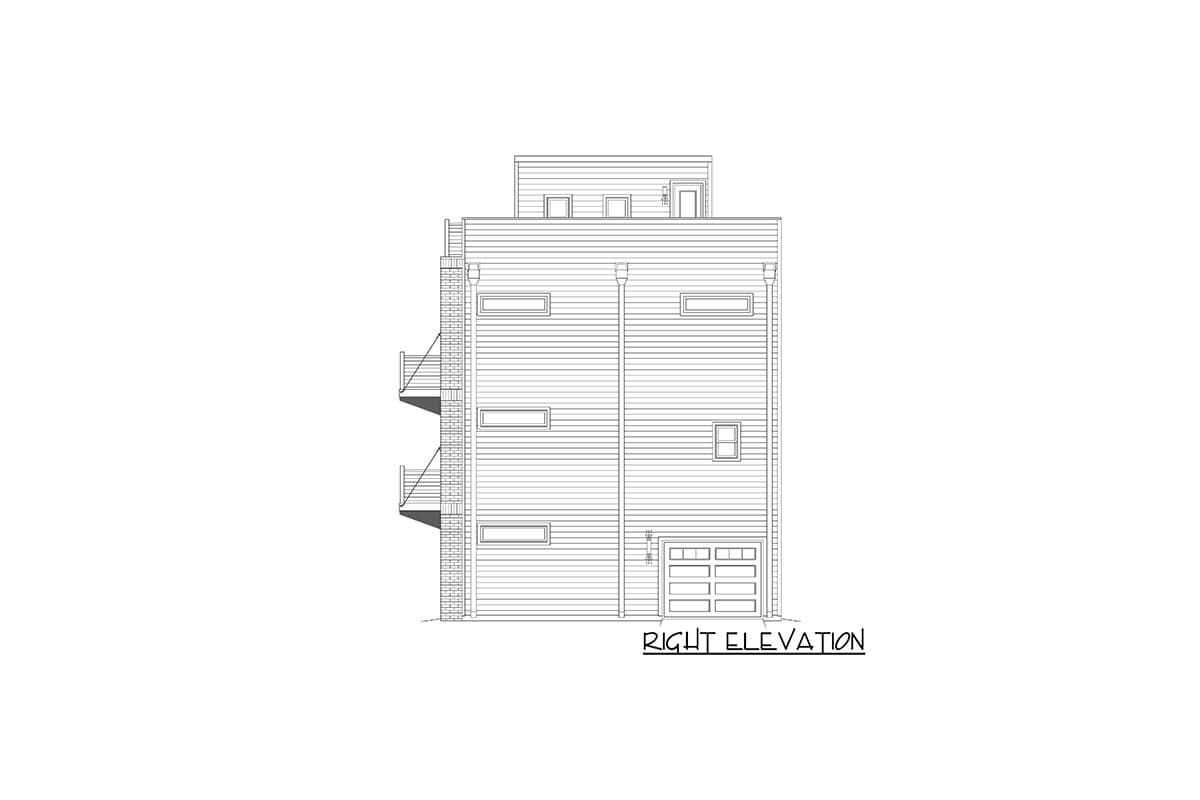 Plan 68985VR: 3-Story 25-Foot-Wide House Plan with Rooftop Deck - Image #5 - Contemporary