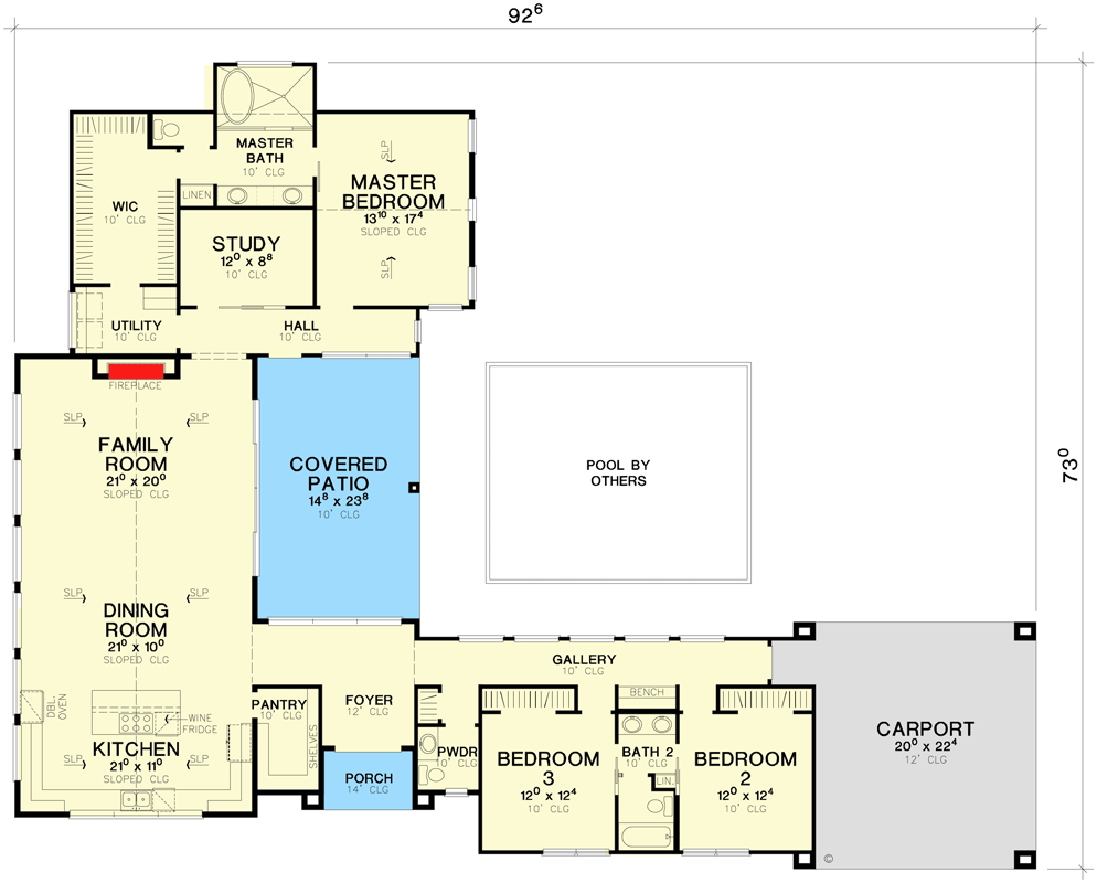 Plan 31205D: Transitional Hill Country Home Plan with Private Master Bedroom - Floor Plan - Main Level - Country, Hill Country, New American, Ranch, Transitional